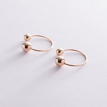 Серьги "Хельга" с шариками (желтое золото) с08233 №5