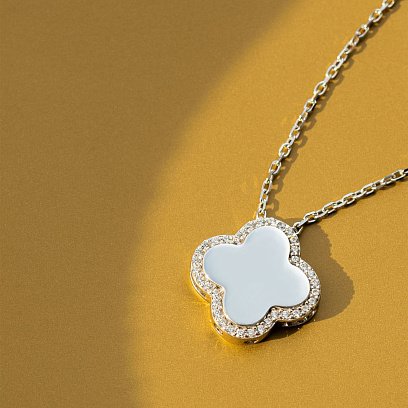 Золоте кольє "Конюшина" з фіанітами кол01781 №8