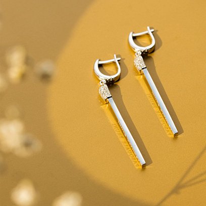 Золоті сережки "Сірники" (фіаніт) с06280 №7