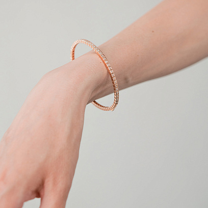 Жорсткий золотий браслет "Кубики" (фіаніти) б05611 №3