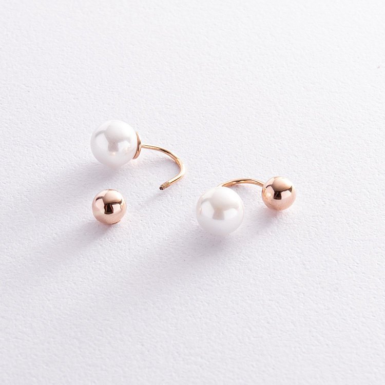 Золоті сережки "Кульки" (штучні перли) с08349 від ювелірного магазину Онікс - 4