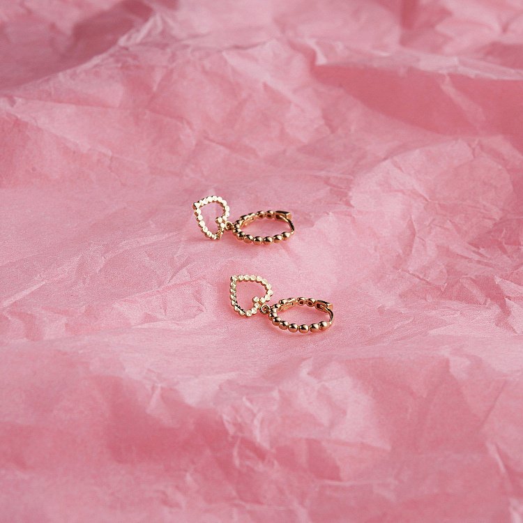 Сережки "Сердечки" в жовтому золоті с07103 від ювелірного магазину Онікс - 8