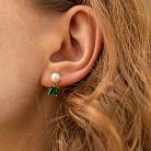 Золоті сережки - пусети "Альма" (зелені фіаніти, перли) с08258 от ювелирного магазина Оникс - 1