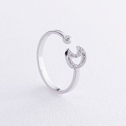 Золота каблучка "Місяць" з діамантами 27441121