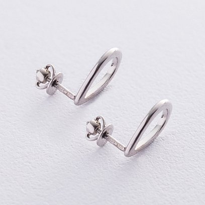 Сережки-пусети "Крапельки" в білому золоті с06411 №5