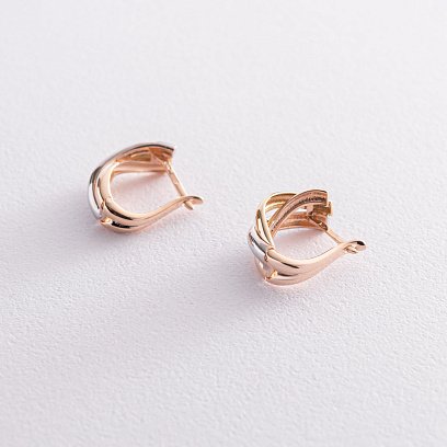 Серьги "Ассоль" из красного, желтого и белого золота с07373 №3