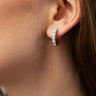 Серьги - кольца в белом золоте (бриллианты) сб0655ri №4