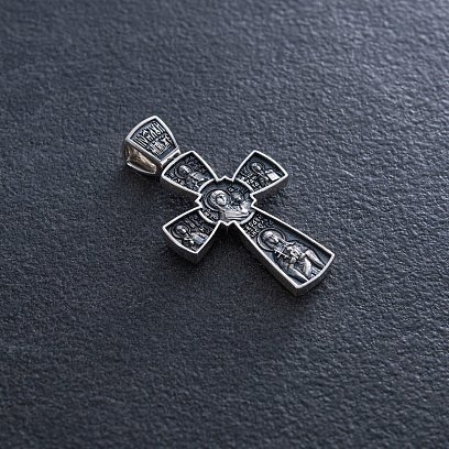 Срібний православний хрест з чорнінням 132558 №4