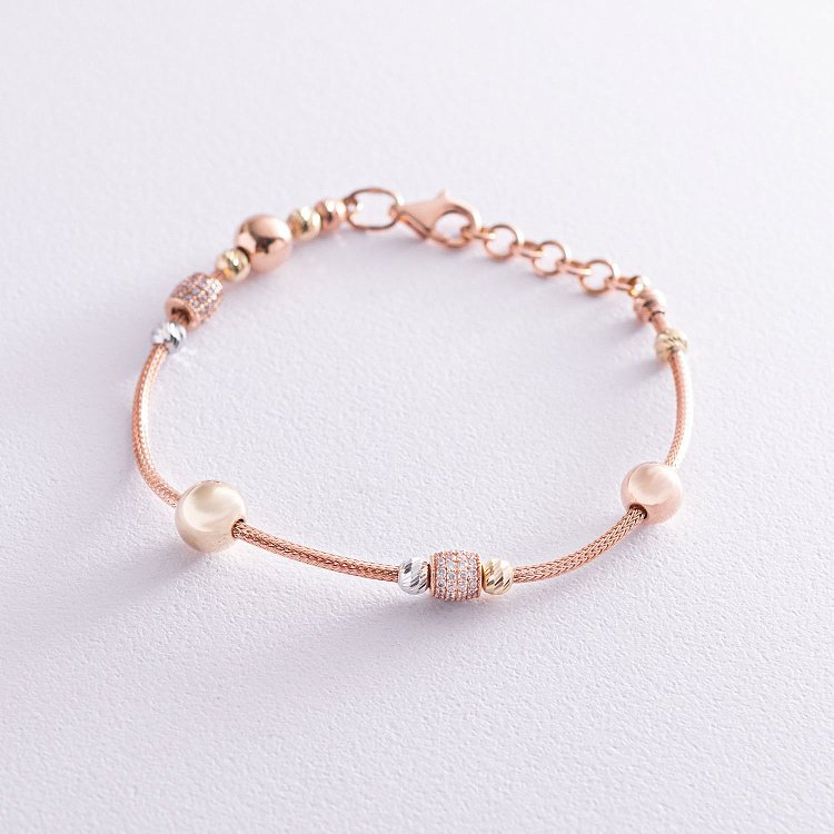 Золотий браслет з фіанітами б02983 від ювелірного магазину Онікс - 7