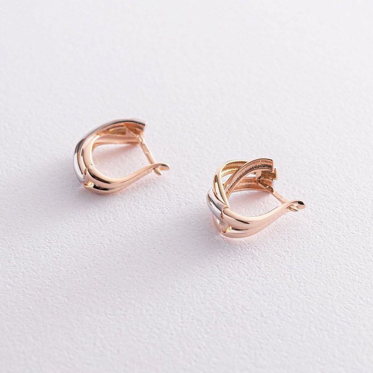 Серьги "Ассоль" из красного, желтого и белого золота с07373 от ювелирного магазина Оникс - 2