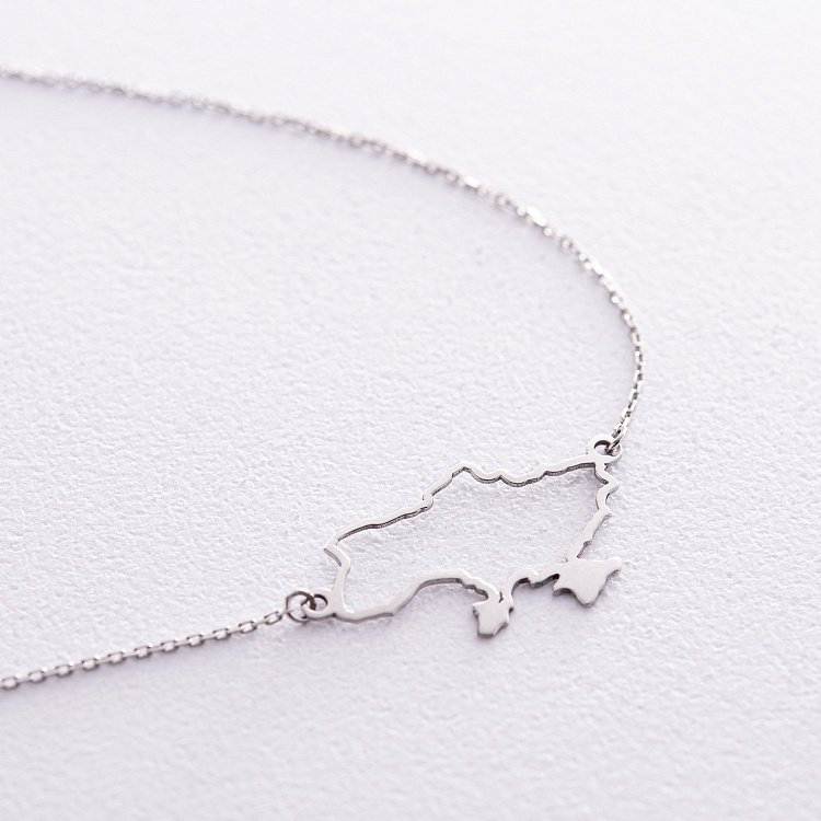 Колье "Карта Украины" в белом золоте 4034б от ювелирного магазина Оникс - 2