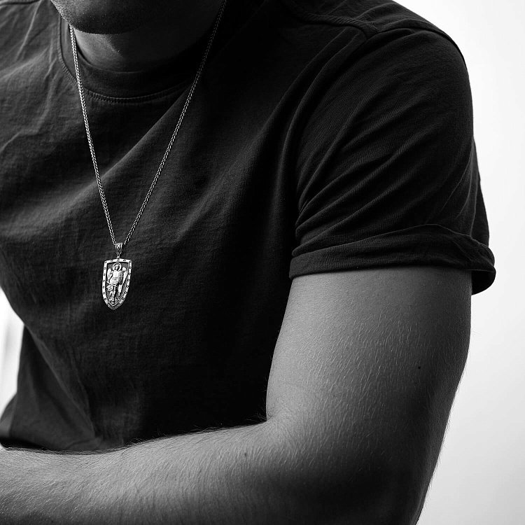 Золотой кулон "Архангел Михаил моли Бога о нас" п03823 от ювелирного магазина Оникс - 10