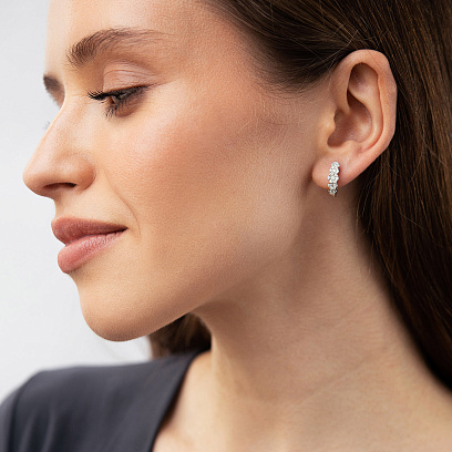 Серьги "Цветочки" в белом золоте (бриллианты) сб0710ca №2