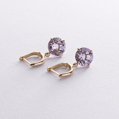 Золоті сережки "Захоплення" з аметистом с08527 №3