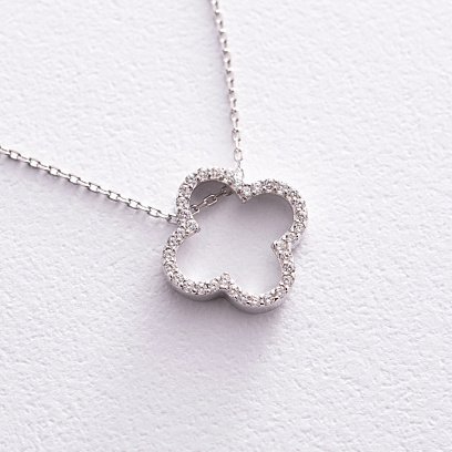 Срібне кольє "Конюшина" з фіанітами 908-01003 №3