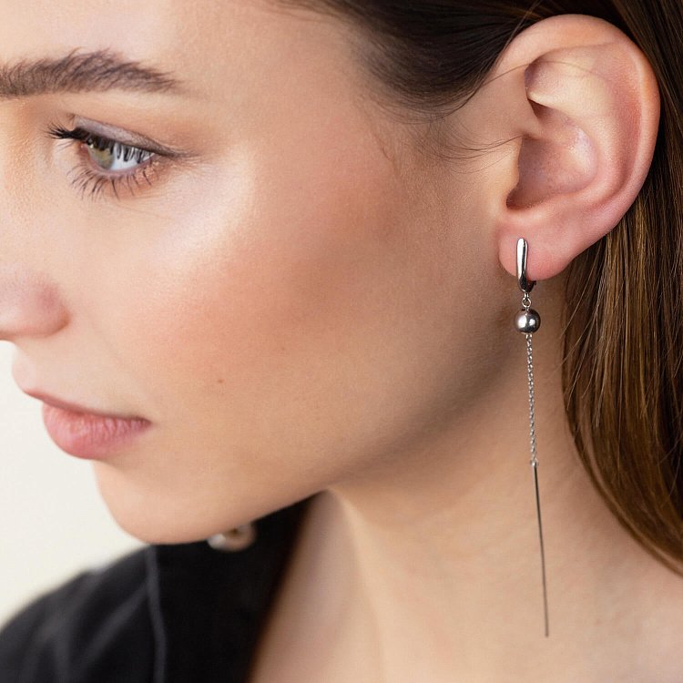 Срібні висячі сережки "Кульки" 902-01360 від ювелірного магазину Онікс - 2