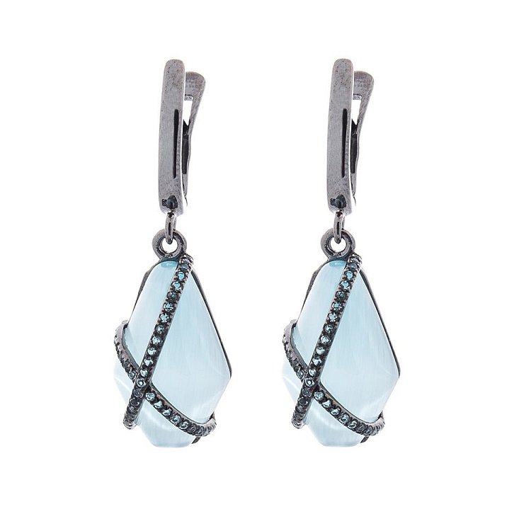 Серебряные серьги (им.улексит,фианит) 122279 Серебряные серьги (им.улексит,фианит) 122279 от ювелирного магазина Оникс