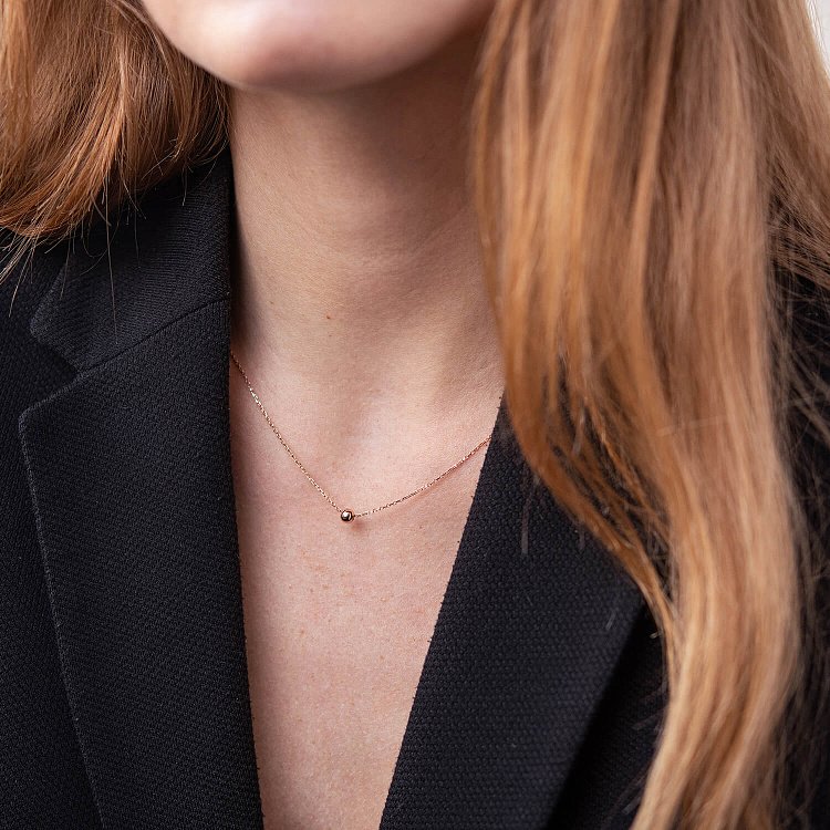 Кольє "Кулька" у ч﻿ервоному золоті (4 мм) кол02124 від ювелірного магазину Онікс - 1