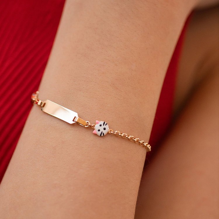 Золотой детский браслет "Hello Kitty и Божья коровка" с эмалью б05449 - 1 Золотой детский браслет "Hello Kitty и Божья коровка" с эмалью б05449 от ювелирного магазина Оникс - 1