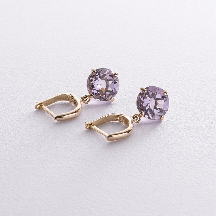 Золоті сережки "Захоплення" з аметистом с08527 від ювелірного магазину Онікс - 2