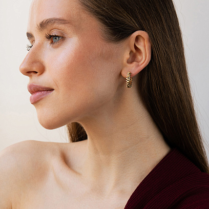 Сережки - кільця в жовтому золоті с09299 №6