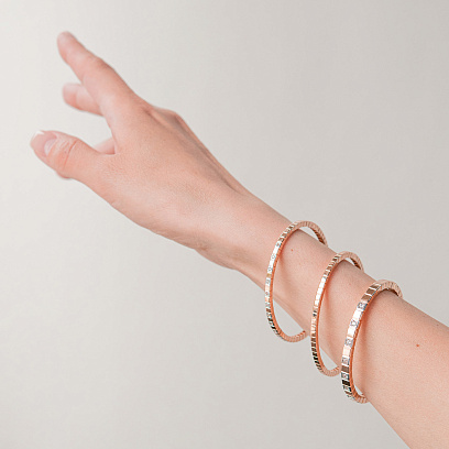 Жорсткий золотий браслет "Кубики" (фіаніти) б05615 №7