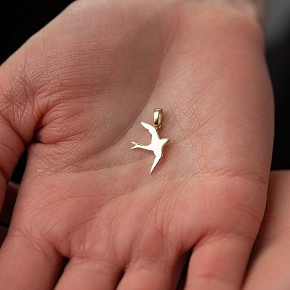 Золотой кулон "Ласточка" п03296 №4