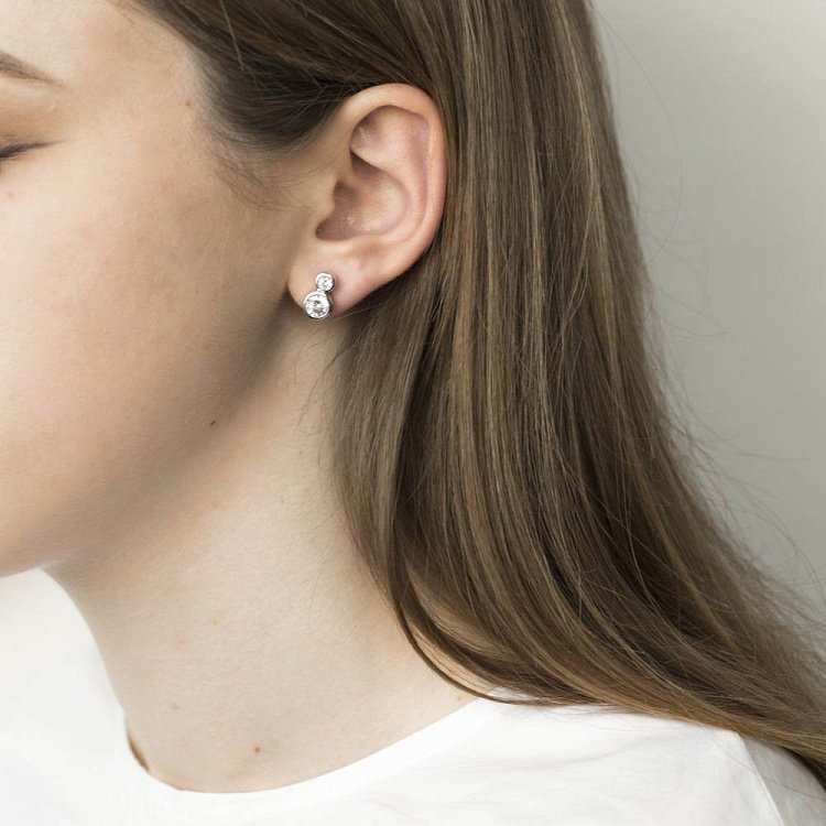 Серебряные серьги-пусеты с фианитами 121936 от ювелирного магазина Оникс - 4