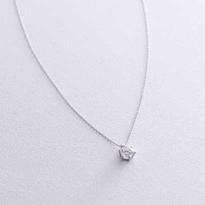 Серебряное колье с фианитом 181019