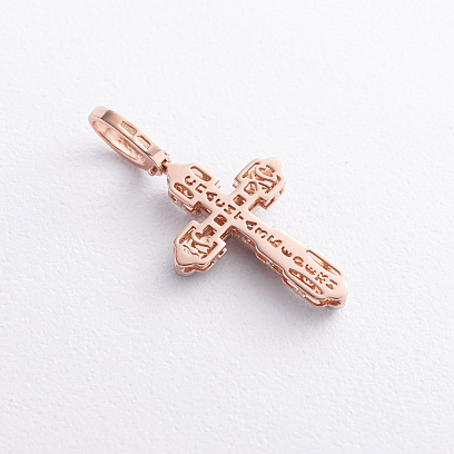 Золотий хрестик "Розп'яття. Спаси і Збережи" (фіаніти) 270139 №3