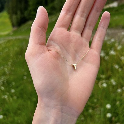 Колье с буквой "Т" в желтом золоте кол01164Т №3