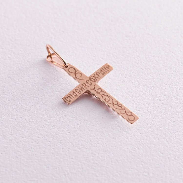 Золотий хрестик "Розп'яття. Спаси та Збережи" 210219 від ювелірного магазину Онікс - 1