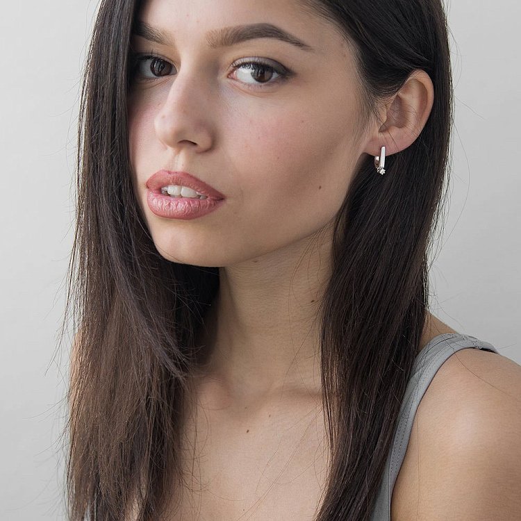 Золоті сережки з діамантами е0471-2б від ювелірного магазину Онікс - 2