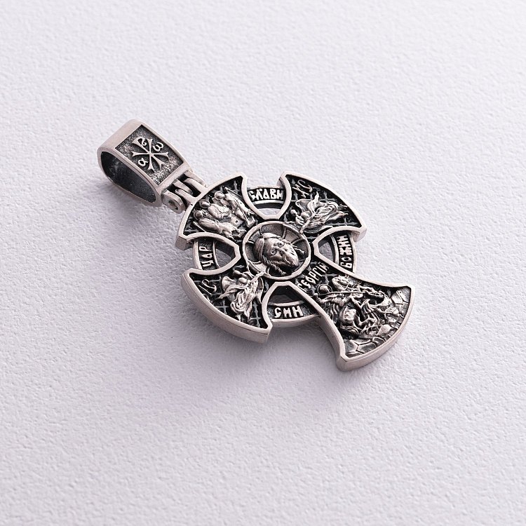 Серебряный православный крест "Господь Вседержитель. Икона Божией Матери" кд-17 от ювелирного магазина Оникс - 2