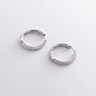 Срібні сережки - кільця з фіанітами 123303 от ювелирного магазина Оникс - 2