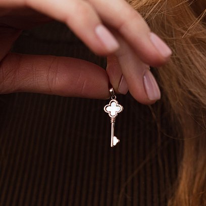 Подвеска "Ключик" в красном золоте (перламутр) п03658 №2