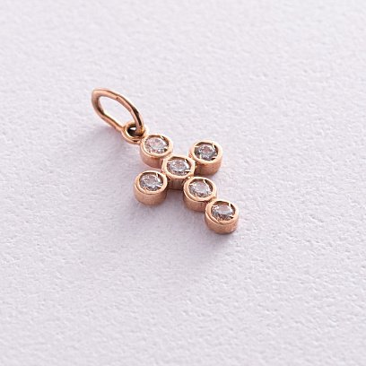 Золотой крестик с фианитами п00884