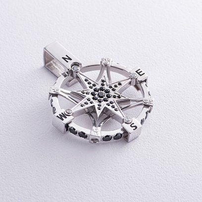 Серебряный кулон "Роза ветров" (фианиты) п2501р