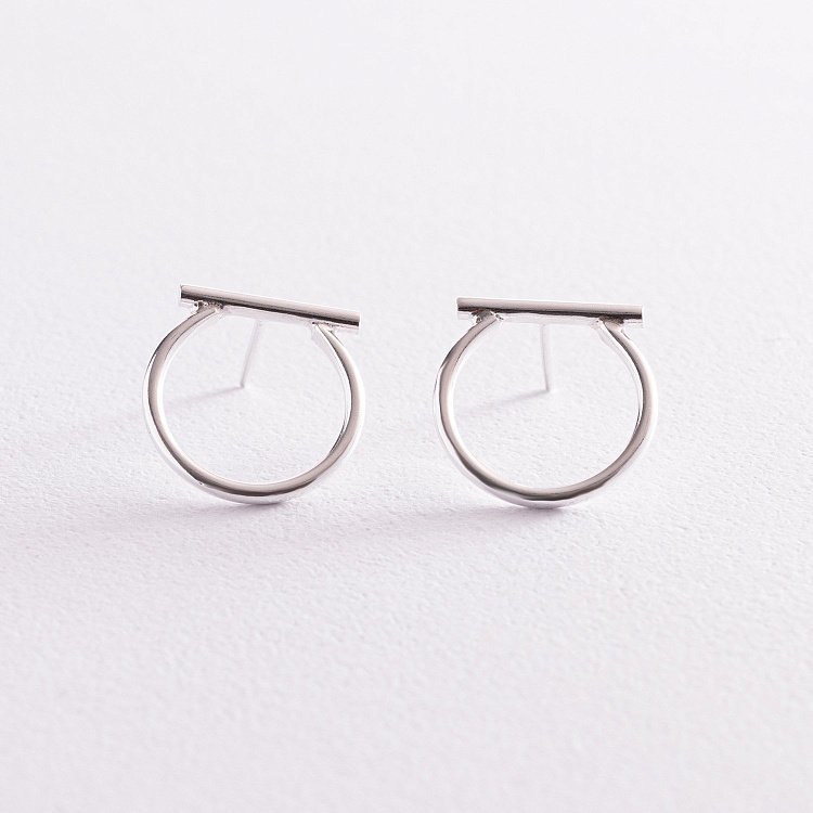 Серебряные серьги - пусеты "Амели" 123189 от ювелирного магазина Оникс - 2