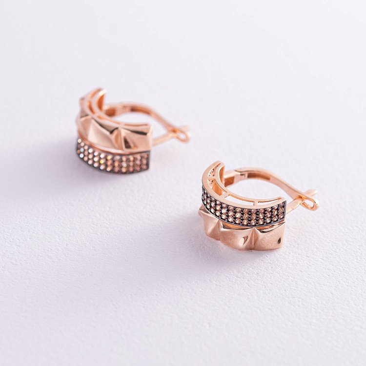 Золотые серьги с желтыми фианитами с05525 от ювелирного магазина Оникс - 2