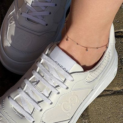 Золотой браслет "Шарики" на ногу б04811 №3