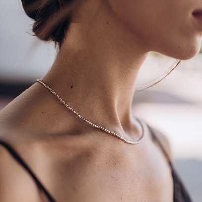 Серебряное колье в стиле минимализм 18849 №8