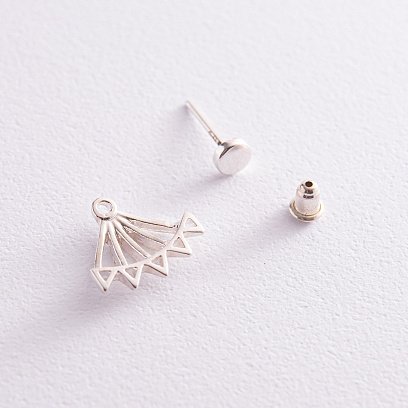 Серьги - джекеты "Фрида" в серебре 123236 №5