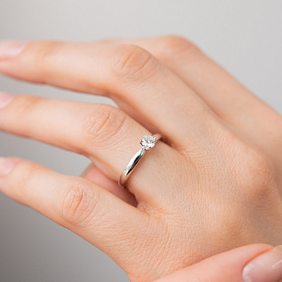 Заручальна золота каблучка з діамантом кб0697м №4