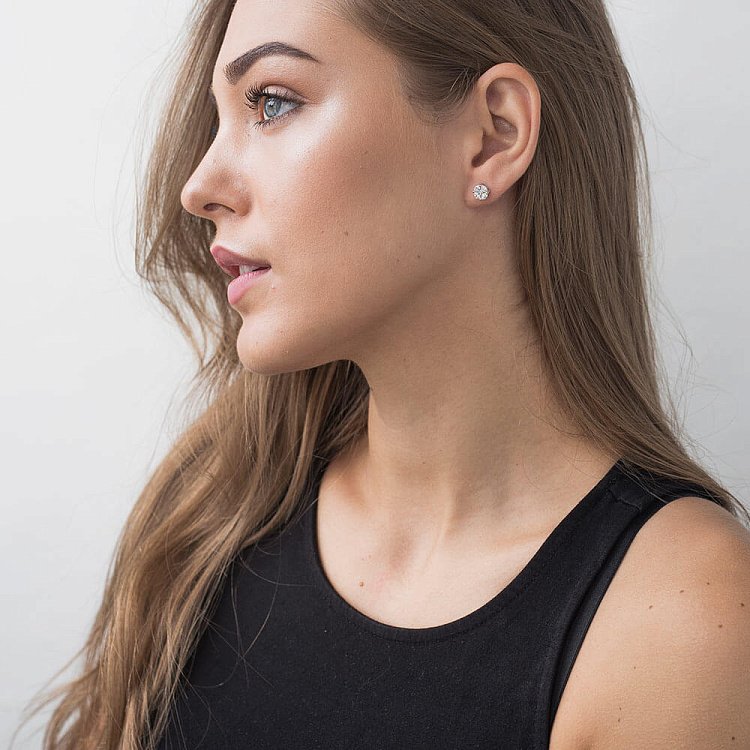 Золоті сережки - пусети з діамантами сб0089cha від ювелірного магазину Онікс - 4