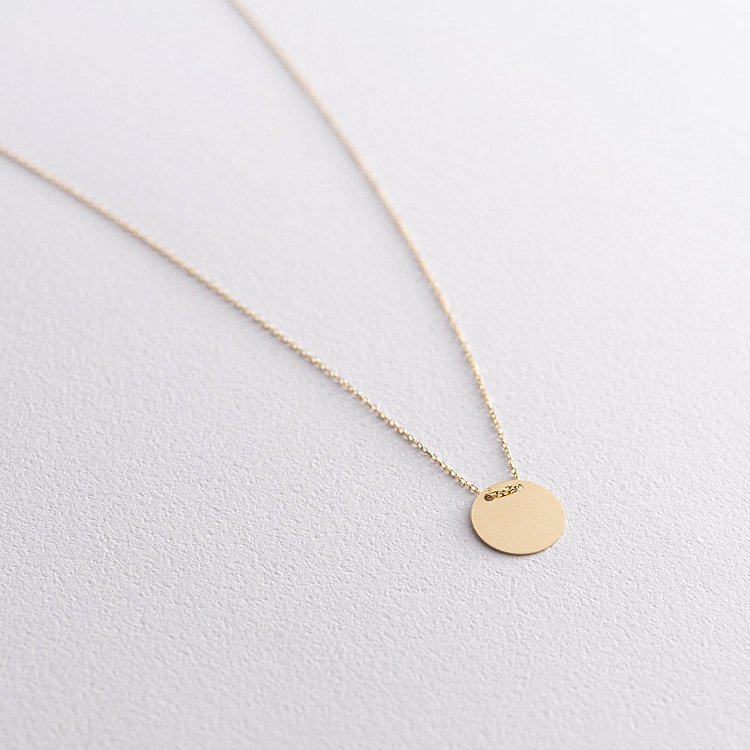 Колье "Монетка" в желтом золоте (возможна гравировка) кол01700 Колье "Монетка" в желтом золоте (возможна гравировка) кол01700 от ювелирного магазина Оникс