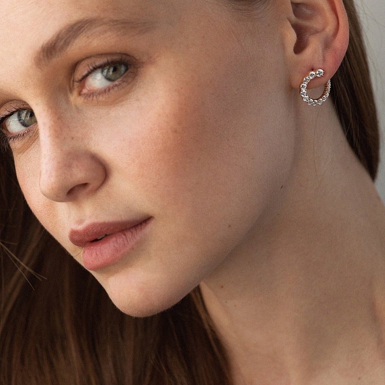 Серьги - пусеты "Саманта" с фианитами (красное золото) с08448 от ювелирного магазина Оникс - 5