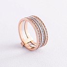 Золотое тройное кольцо с фианитами к02643 от ювелирного магазина Оникс - 2