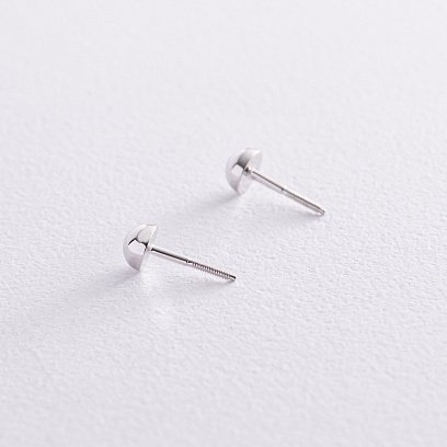 Сережки - пусети "Напівсфера" у білому золоті (0.5 см) с08206 №3