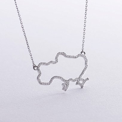 Золоте кольє "Карта України" з діамантами 729671121